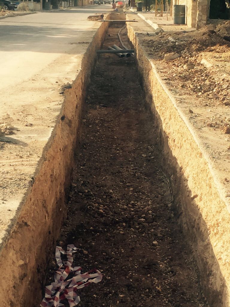 Distribution lines along roadway